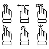 Clicking cursor, pointing hand clicks and waiting loading outline icons vector