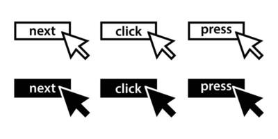 set of computer mouse click cursor icons vector