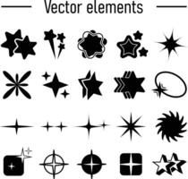 Set with Y2K elements. Aesthetic abstract vector shapes.