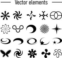 Set with Y2K elements. Aesthetic abstract vector shapes.