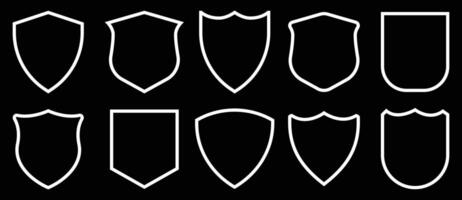 Protect shield security line icons. Badge quality symbol vector illustration