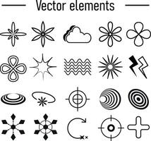 Set with Y2K elements. Aesthetic abstract vector shapes.