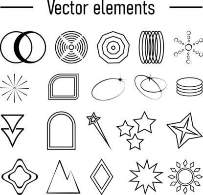 Set with Y2K elements. Aesthetic abstract vector shapes.