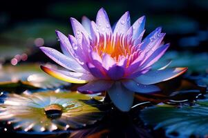 AI generated Enchanting Water lily magical flower. Generate Ai photo