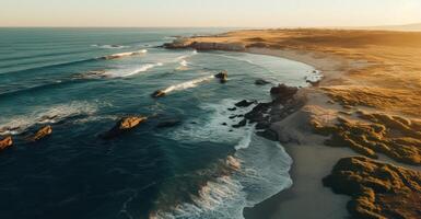 AI generated aerial view of beach on the morning nature concept photo