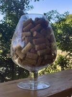 a glass vase filled with cork photo
