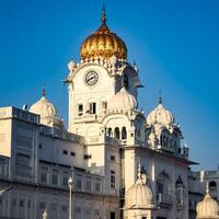 View of details of architecture inside Golden Temple - Harmandir Sahib in Amritsar, Punjab, India, Famous indian sikh landmark, Golden Temple, the main sanctuary of Sikhs in Amritsar, India photo