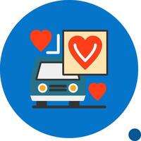 Car with heart Flat Shadow Icon vector