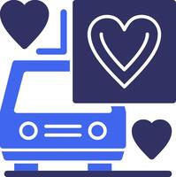 Car with heart Solid Two Color Icon vector