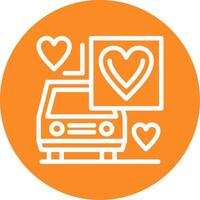 Car with heart Outline Circle Icon vector