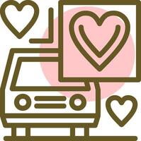 Car with heart Linear Circle Icon vector