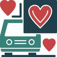 Car with heart Glyph Two Color Icon vector