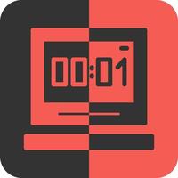 Clock Red Inverse Icon vector