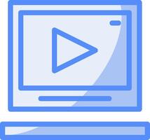 vídeo línea lleno azul icono vector