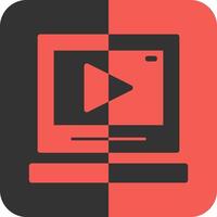 vídeo rojo inverso icono vector