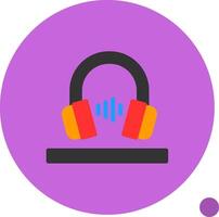 auriculares plano sombra icono vector