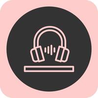 Headphones Linear Round Icon vector