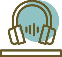 Headphones Linear Circle Icon vector