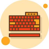 teclado lleno sombra circulo icono vector