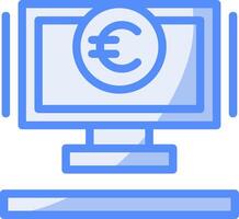 Euro sign Line Filled Blue Icon vector