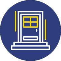 Front door Dual Line Circle Icon vector