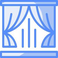 Curtains Line Filled Blue Icon vector