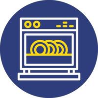 Dishwasher Dual Line Circle Icon vector