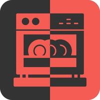 Dishwasher Red Inverse Icon vector