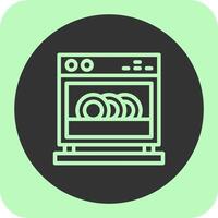 Dishwasher Linear Round Icon vector