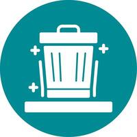 basura lata glifo circulo icono vector