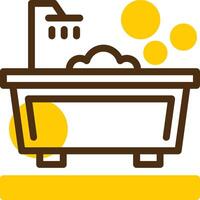 Bathtub Yellow Lieanr Circle Icon vector