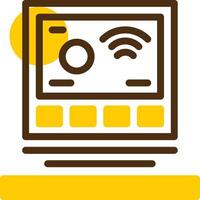 Thermostat Yellow Lieanr Circle Icon vector