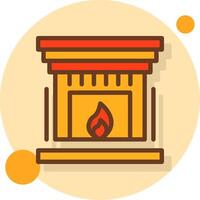 Fireplace Filled Shadow Circle Icon vector