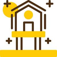 Birdhouse Yellow Lieanr Circle Icon vector