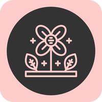 Flower Linear Round Icon vector