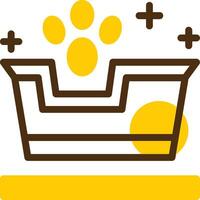 gato camada caja amarillo mentir circulo icono vector