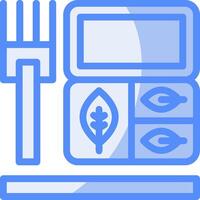 caja de almuerzo línea lleno azul icono vector