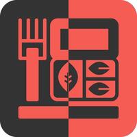 caja de almuerzo rojo inverso icono vector