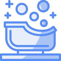 bebé bañera línea lleno azul icono vector