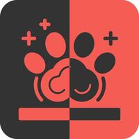 Pet pawprint Red Inverse Icon vector