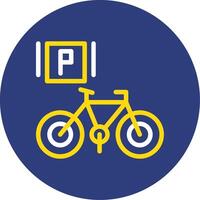 bicicleta estacionamiento doble línea circulo icono vector