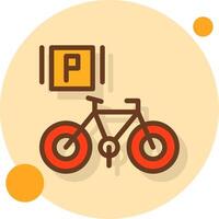 bicicleta estacionamiento lleno sombra circulo icono vector