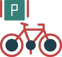 bicicleta estacionamiento glifo dos color icono vector