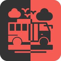 autobús rojo inverso icono vector