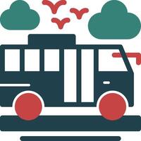 icono de dos colores de glifo de autobús vector