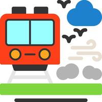 tren, plano, icono vector