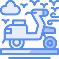 Scooter Line Filled Blue Icon vector