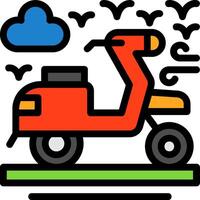 scooter línea lleno icono vector