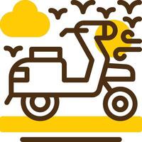 Scooter Yellow Lieanr Circle Icon vector