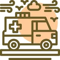 Ambulance Linear Circle Icon vector